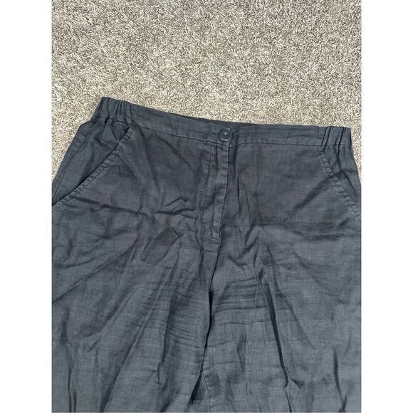 FLAX Linen Pants Black Women’s S Lagenlook Wide Tapered Leg Flowy Zip Button - Picture 14 of 14